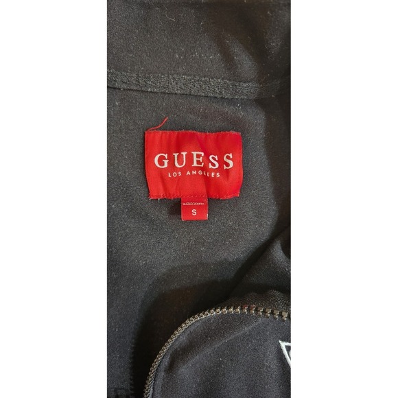 GUESS Black Zip-up Track Jacket Logo & White Stripes On Sleeves Lightweight, S - Picture 2 of 8